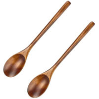 Set mit 2 umweltfreundlichen Holzlöffeln, Suppenlöffeln aus Holz, Küchenlöffeln aus Holz, 22,5 cm x 4 cm