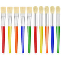 Set mit 10 Kinderpinseln, Kleinkindpinseln, großen runden und flachen Pinseln, geeignet für abwaschbare Acrylfarbe