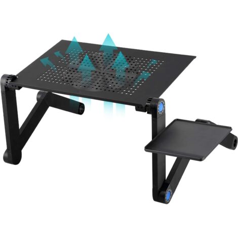 Laptop Stand Höhenverstellbar, Tragbarer Klappbar Laptoptisch Notebookständer für Bett mit Belüftetung Laptop Halterung schwarz (1/5)