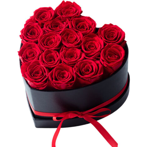 Herzförmiger Umarmungseimer, ewige Blume, fertiges Produkt, 16 Rosen, Blumengeschenk zum Muttertag oder Valentinstag. (1/5)