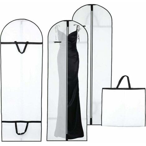 Set aus 2 hängenden Kleidersäcken, faltbare 180 x 60 cm große Hülle für Brautkleider, lange staub- und feuchtigkeitsdichte Hülle, ideal für Dessous, Anzüge, Mäntel und Abendkleider. (1/5)