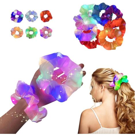 Set mit 6 LED-beleuchteten elastischen Haargummis, Haaraccessoires für Frauen und Mädchen, perfekt für Halloween, Weihnachten und Partys. (1/5)