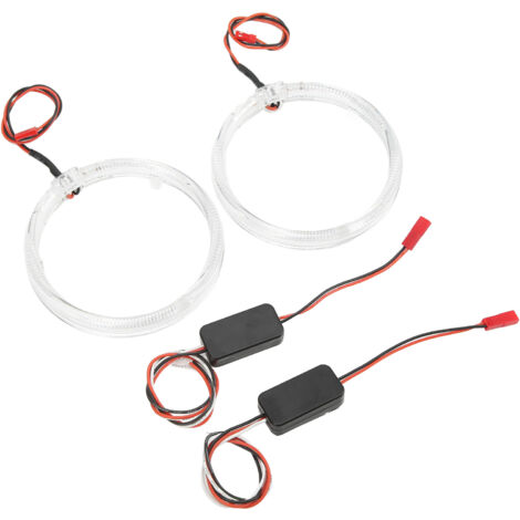 Zwei rote LED-Tagfahrlichter in Engelsform mit Halo-Effekt, Blinker und Nebelscheinwerfer, mit einem Durchmesser von 110 mm/4,33 Zoll, geeignet für Automobilanwendungen. (1/5)