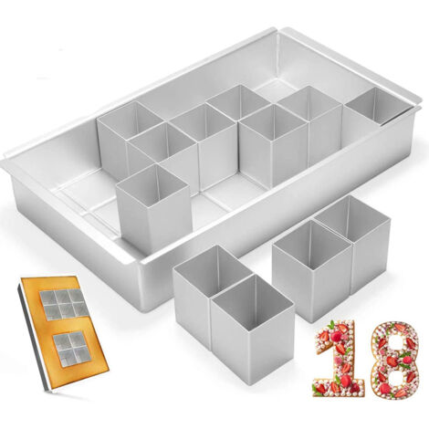 Kuchenform mit Zahlen und Buchstaben, große rechteckige Kuchenform, Aluminium-Kuchenform, verstellbare antihaftbeschichtete Kuchenform mit Zahlen zum Backen, Kuchenset (1/5)
