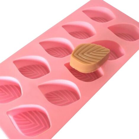 Blattförmige Silikonformen, Schokoladenform, Fondantform, Gebäckform (rosa) (1/5)