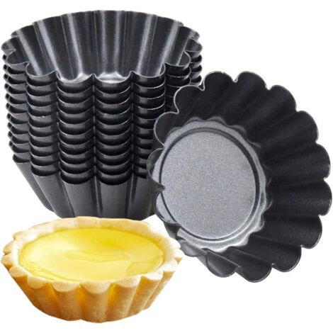 12 Stücke Mini Tarteform aus Kohlenstoffstahl, Muffin Form, Eierkuchenform Torteletts Törtchenformen Ei Torte Form Runde Mini geriffelte Torte Dosen Antihaft, Wiederverwendbare (1/5)