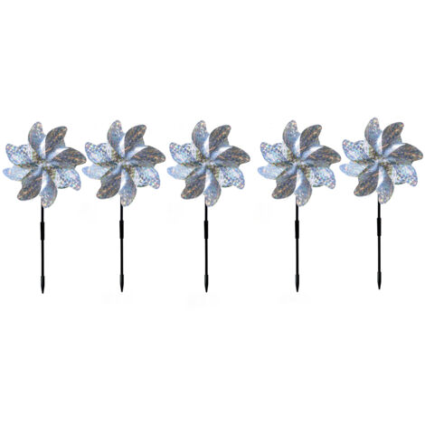 silberne Vogelabwehr-Windmühlen – 8 Windmühlen, 1 silberne Blume (1/5)