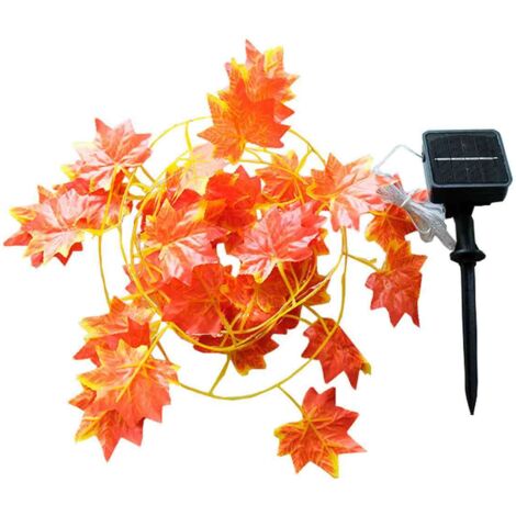 Solarbetriebene Lichterkette für den Außenbereich, 10 m (33 Fuß), 100 LEDs, Ahornblattmuster, wasserdicht, ideal zur Dekoration von Garten, Rasen, Terrasse, Pavillon, Hof und anderen Außenbereichen. (1/5)