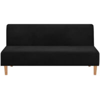 Sofabezug, wandelbarer Sofabezug ohne Armlehnen, Stretch-Samt, dick, weich, bequem, für Schlafsofa, Klappsofa (dicker schwarzer Samt)