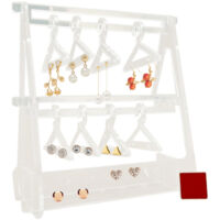 Acryl-Ohrringständer für den Schreibtisch – JINFGERNE – Doppellagig mit 8 kostenlosen Aufhängern, ideal für die elegante und praktische Aufbewahrung von Schmuck.