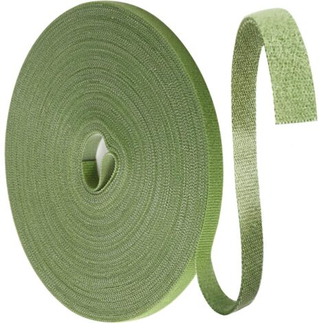25m Pflanzenbinder Klettband, 10mm Pflanzenband Klett Plant Ties Witterungsbeständig Wiederverschließbar Kabelbinder Klettverschluss Rolle Kletterhilfe für Pflanzen(Grasgrün) (1/5)