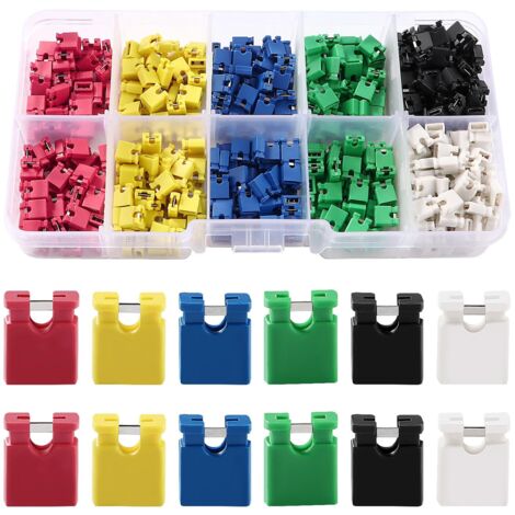 600 Stücke 6 Farben 2.54mm Computer Jumper Caps Shunts Kurzschlusskappe, 2.54mm Kurzschluss Jumper Kappen, Überbrückungskappen für PCB, 2-Terminal Open Top Jumper Cap, für Arduino PCB (1/5)