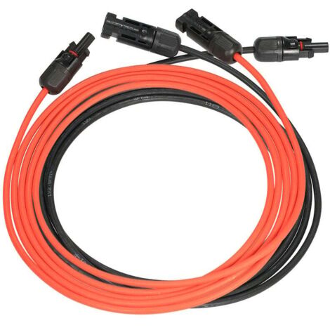 1 Paar 10 Fuß schwarzes + 10 Fuß rotes 10AWG Solarpanel-Verlängerungskabel mit Buchse und Stecker (1/5)