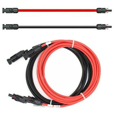 Verlängerungskabel 6mm² beidseitig kompatibel mit MC4 Solarkabel rot / schwarz inkl. Stecker 2 x 0,5m (1/5)