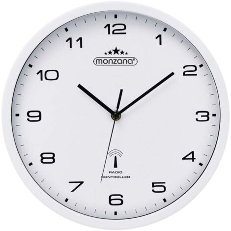 Wanduhr Funk Automatische Zeitumstellung Geräuscharm Quarzuhrwerk Analog 31 cm Indoor Funkuhr Uhr Modern Weiß (1/5)