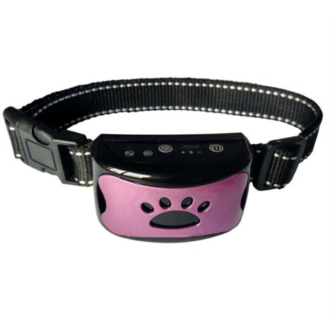 Wiederaufladbares Anti-Bell-Halsband für Hunde, Trainingshalsband für kleine, mittelgroße und große Hunde mit 2 Vibrations- und Tonmodi und 7 Empfindlichkeitsstufen, Lila (1/5)
