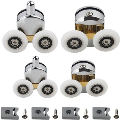 Duschtürrollen, 8PCS 23mm Ersatz-Duschtürlaufräder für 4-6mm Glas, gebogene Duschtürrollen, Duschkabinenzubehör (4 obere und 4 untere Rollen) (1/5)