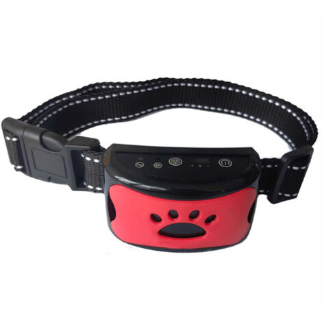 Wiederaufladbares Anti-Bell-Halsband für Hunde, Trainingshalsband für kleine, mittelgroße und große Hunde mit 2 Vibrations- und Tonmodi und 7 Empfindlichkeitsstufen, Rot (1/5)