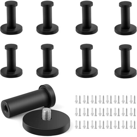 Kleiderhaken Schwarz Mattlack, 8 Stück 53 mm Rund Garderobenhaken, Aufgerüstete Modelle Edelstahl Wandhaken, Haken zum Aufhängen häufig Benutzter Gegenstände (1/5)