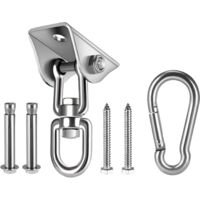 360°Drehen Deckenhaken 304 Edelstahl 450KG Kapazität mit M8 Karabiner Schaukel Schaukelhaken für Hängesessel Beton Holz Yoga Hängematte Stuhl Sandsack Wand-Haken Gym