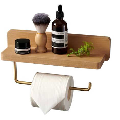 Sollbry porte-rouleau de papier toilette en bois, porte-papier hygiénique, porte-papier hygiénique mural, porte-papier hygiénique, distributeur de papier toilette, distributeur de papier de salle de b (1/3)