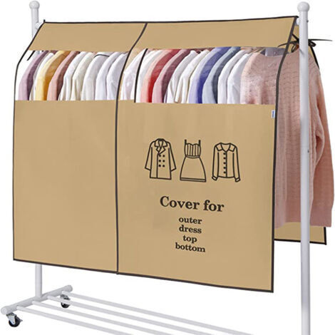 Sollbry Housses anti-poussière pour suspendre des vêtements avec fenêtre transparente 120 x 110 cm avec sangles pour penderie et cintre au sol (1/5)