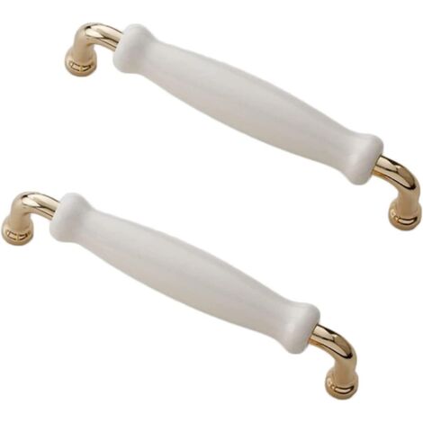 Sollbry 10pcs poignée de meubles doré chaud poignée de meubles de cuisine poignée de meubles vintage coiffeuse poignée blanche armoire poignée en porcelaine centre 128mm (1/3)