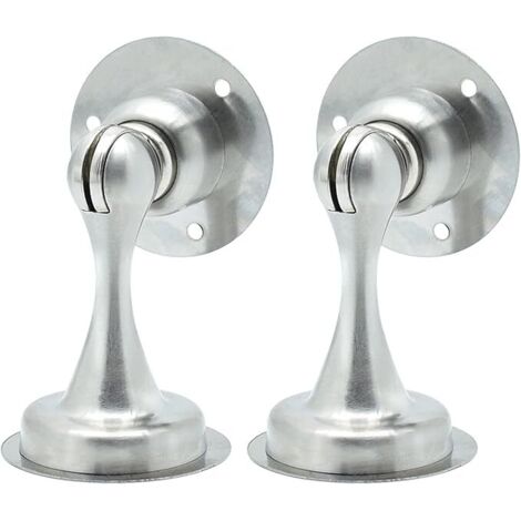Sollbry Lot de 2 butées de porte magnétiques en acier inoxydable, sans perçage, pour installer des butées de porte au sol plus solides pour garder votre porte ouverte 8.3x5.5x5.5cm (1/4)