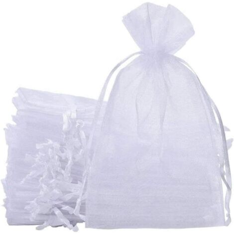 Sollbry 50Pcs Grands Sacs-Cadeaux en Organza, 20 x 30cm Sacs à Bijoux Sacs De Faveur De Mariage avec Cordon pour L'emballage De Cadeau De Noël De Fête d'anniversaire (Blanche) (1/5)
