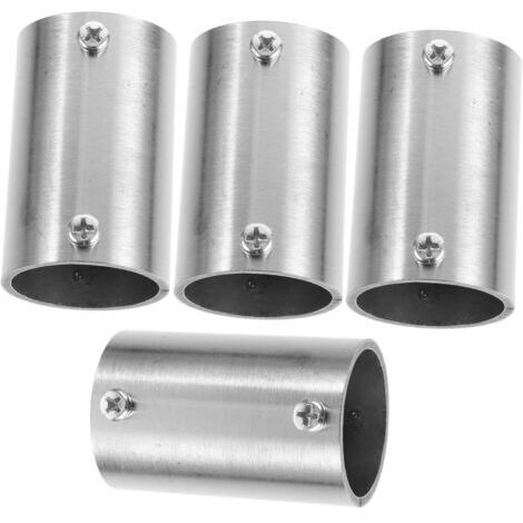 Sollbry 4 Pièces Tuyau Rond en Acier Inoxydable raccord de Tuyau connecteur Droit Pièces de Main Courante Connecteur de Tuyau Droit en Acier Inoxydable Silver