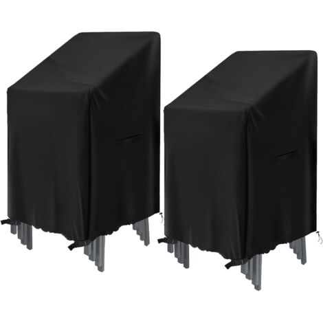 Sollbry Housse de Protection de Chaise empilables 2 Pièces, 75x75x120cm, imperméable Tissu Oxford Housse Chaise Extérieur pour chaises de Jardin et de Balcon (1/5)