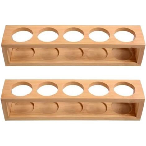 Sollbry – Étagère de rangement en 2 parties pour huiles essentielles – Bambou naturel – Support table 1 niveau – 5 fentes pour bouteilles 15/10/5 ml (1/5)