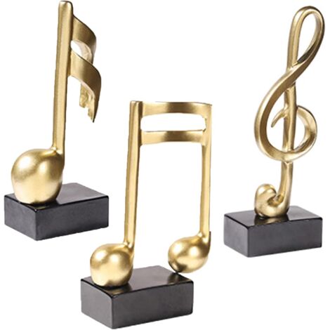 Sollbry 3 Pièces Ornement De Note De Musique Sculpture Musicale Statue, Décor De Musique, Ensemble De Sculptures Musicales en Résine pour Cadeaux De Piano à La Maison Souvenirs Cadeau Résine, Doré (1/5)