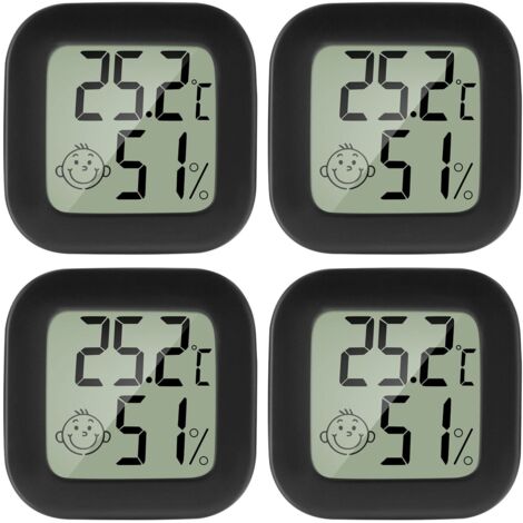 Sollbry 4 pièces Mini LCD Thermomètre Hygromètre Interieur Numérique Température Humidité de Haute Précision Portable -50 ℃ 70 ℃ 10% 99% RH pour Salon entrepôt Chambre de bébé Vestiaire (1/5)