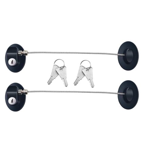 Sollbry 3 Pièces de Serrure de la Porte du Réfrigérateur Serrure Adhésive Forte de Porte du Congélateur Verrou de Tiroir de Fichier Serrure d'Armoire de Sécurité Enfant avec Clés (Noir) (1/5)