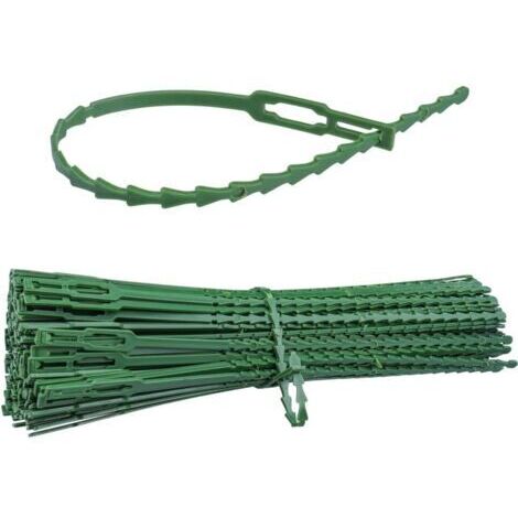 Sollbry 150Pcs Attaches de Plantes Réglables de Jardinage 230mm Attache Soutien de Jardin Lien de Serrage en Plastique Réutilisable pour Soutenir Vignes Tomates Arbustes Plantes (Vert)