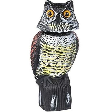 Sollbry – Répulsif à pigeons hibou – Effaroucheur réaliste avec yeux réfléchissants – Protection jardin contre oiseaux nuisibles – Base à remplir de sable (1/5)