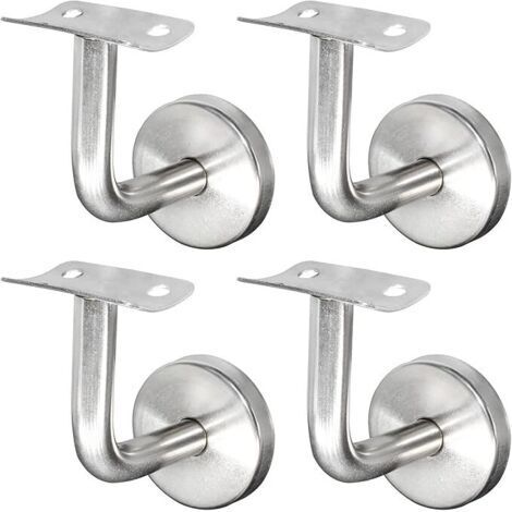 Sollbry Support Main Courante Inox 304 pour Rampe Escalier Support Mural Rampe Bois Argent (4 Pièces) (1/5)