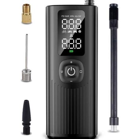 Sollbry Gonfleur Pneus Voiture Sans Fil, Mini Compresseur à Air Portatif avec éCran LCD Numérique, Lumière LED, 5 Modes de Gonflage pour Voiture/VéLo/Moto/Balle (1/5)