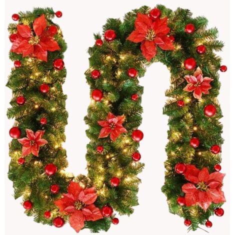 Sollbry – Guirlande de Noël artificielle 2,7m – Lumières LED chaudes – Décoration intérieure et extérieure – PVC inoffensif et sans odeur (1/5)