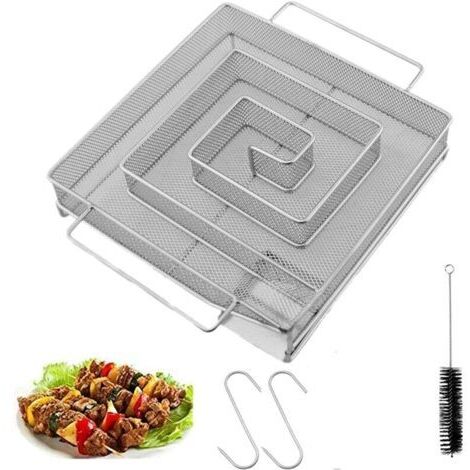Sollbry Générateur de fumée froide, générateur de fumée froide en acier inoxydable, générateur de fumée professionnel avec brosse de nettoyage et crochet, adapté à tous les barbecues (15 x 15 x 4 cm) (1/5)