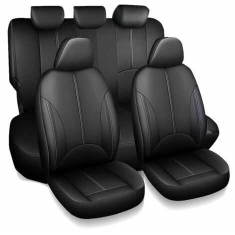 Sollbry – Housse de siège en cuir PU pour voiture, camion, SUV – Protection complète 9 pièces – Résistante à l'usure et facile à nettoyer (1/5)