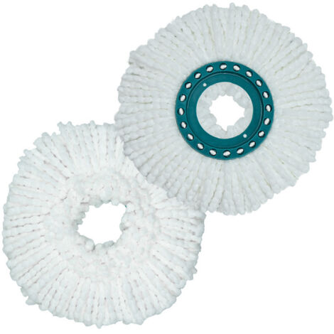 Sollbry lot de 2 têtes de rechange Clean Twist Disc Mop, idéal pour les carrelages et sols en pierre, microfibre absorbante eau et saleté, franges de remplacement, facile à changer (1/4)