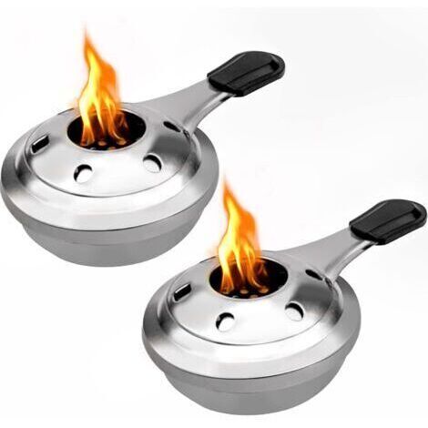 Sollbry 2Pcs Réchaud à Alcool Portable en Acier Inoxydable, Brûleur d'Alcool Détachable pour Fondue, Brûleur à Alcool Gélifié pour Le Camping en Plein Air, Écologiquez (1/5)