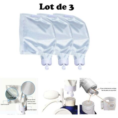 Sollbry Lot de 3 Sacs à Limon adaptables pour Polaris 280 480 Robot Nettoyeur Piscine. Lot de 2 Sacs filtres Nylon renforcés à Fermeture éclair Zip K13 (1/5)