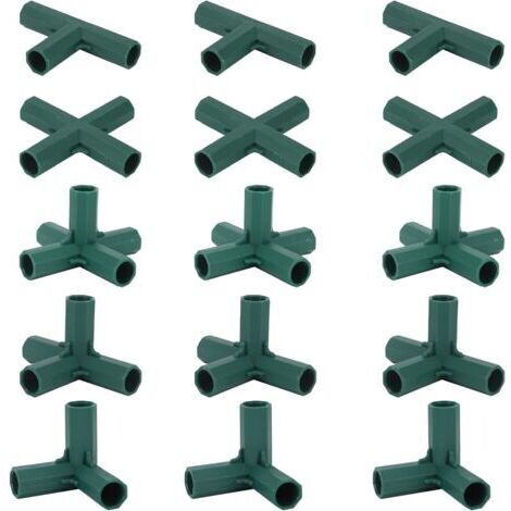 Sollbry Lot de 15 connecteurs de cadre de jardin de 16 mm, 5 types de supports stables pour supports de fleurs et serres (1/5)