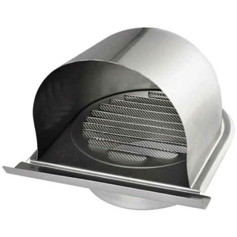 Sollbry – Grille d'aération en acier inoxydable 150 mm – Grille de hotte ronde extérieure – Conception en U avec filet anti-insectes – Lattes à 45° (1/5)