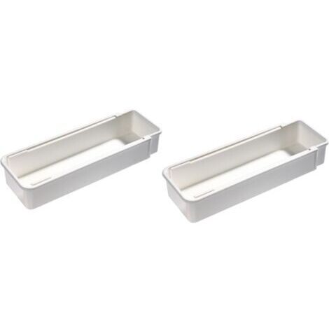 Sollbry Lot de 2 Organisateur de Tiroir, Boite Rangement Tiroir Plastique pour Cuisine, Bureau, Organisateur Tiroir Extensible pour Couverts, Maquillage et Autres Petits Objets, Blanc (1/5)