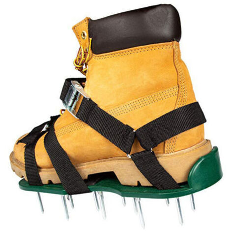 Sollbry Chaussures d'aérateur de pelouse pour gazon, chaussures d'herbe pré-assemblées, outil de jardinage, taille unique, jardinage, entretien de la pelouse (30 × 13 cm, vert)