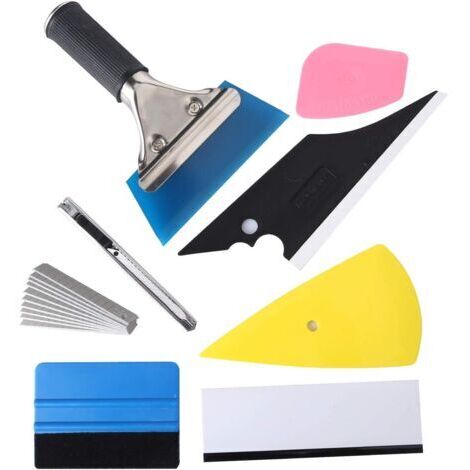 Sollbry Outils de teinture de film pour vitres de voiture, kit de teinture pour vitres, outils de teinture pour vitres, outils d'installation de teinture pour vitres, kit d'emballage 8 en 1 avec racle (1/5)